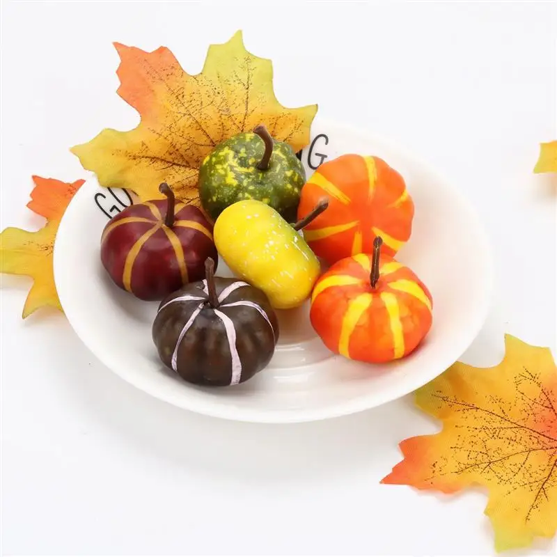 6pcs Mini Artificial Pumpkin Fake Simulation Vegetabl Happy Halloween Decoration For Home Halloween Props DIY Crafts