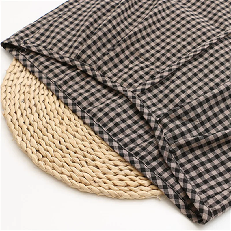 Women Plus Size 2021 Fall And Spring Clothing Trendy Round Collar Shirt Long Sleeves Checkered Pattern Widen and Fatten Large