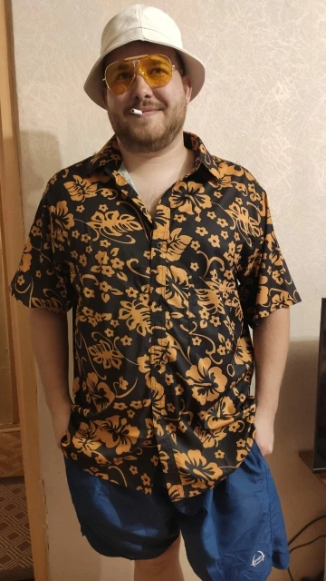 Schnelle Verschiffen Angst und Schrecken in Las Vegas Raoul Duke Kurzen Ärmeln Shirts Halloween Party Cosplay Kostüme männer sommer t kurze