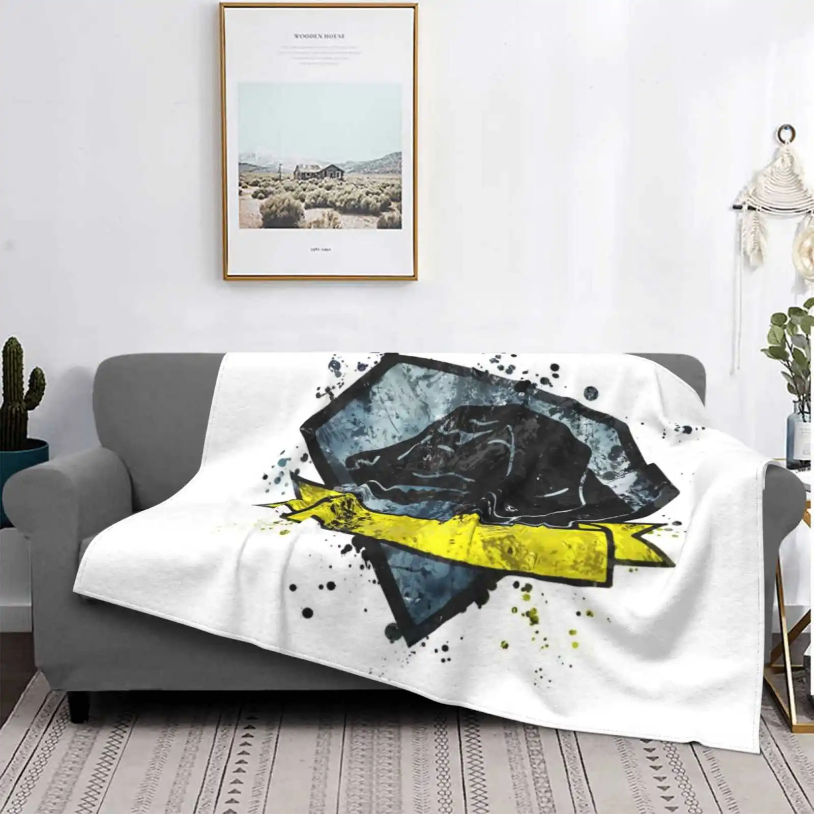 Splatter Top Quality Comfortable Bed Sofa Soft Blanket Metal Gear Solid Phantom Pain Symbol Black White Yellow Gold Navy Blue