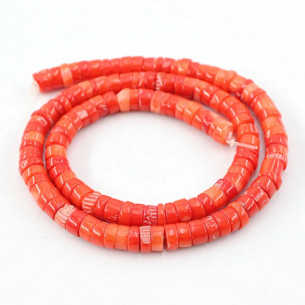 APDGG 2 Strands Natural 3x8mm Freedom Wheel Orange Coral Gems Stone Loose Beads 15.5inch Strands Jewelry Making DIY