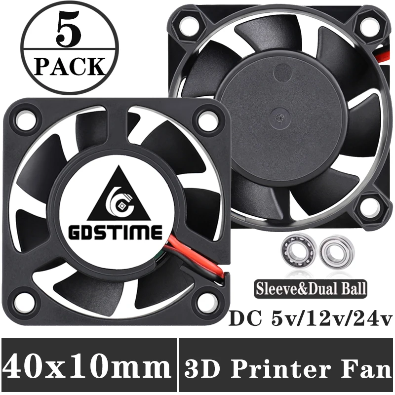 5PCS Gdstime 40mm 3D Printer fan DC 24V 12V 5V 2PIN 3PIN USB Ball Bearing Computer Case CPU Cooler Cooling axial Fan 40x40x10mm