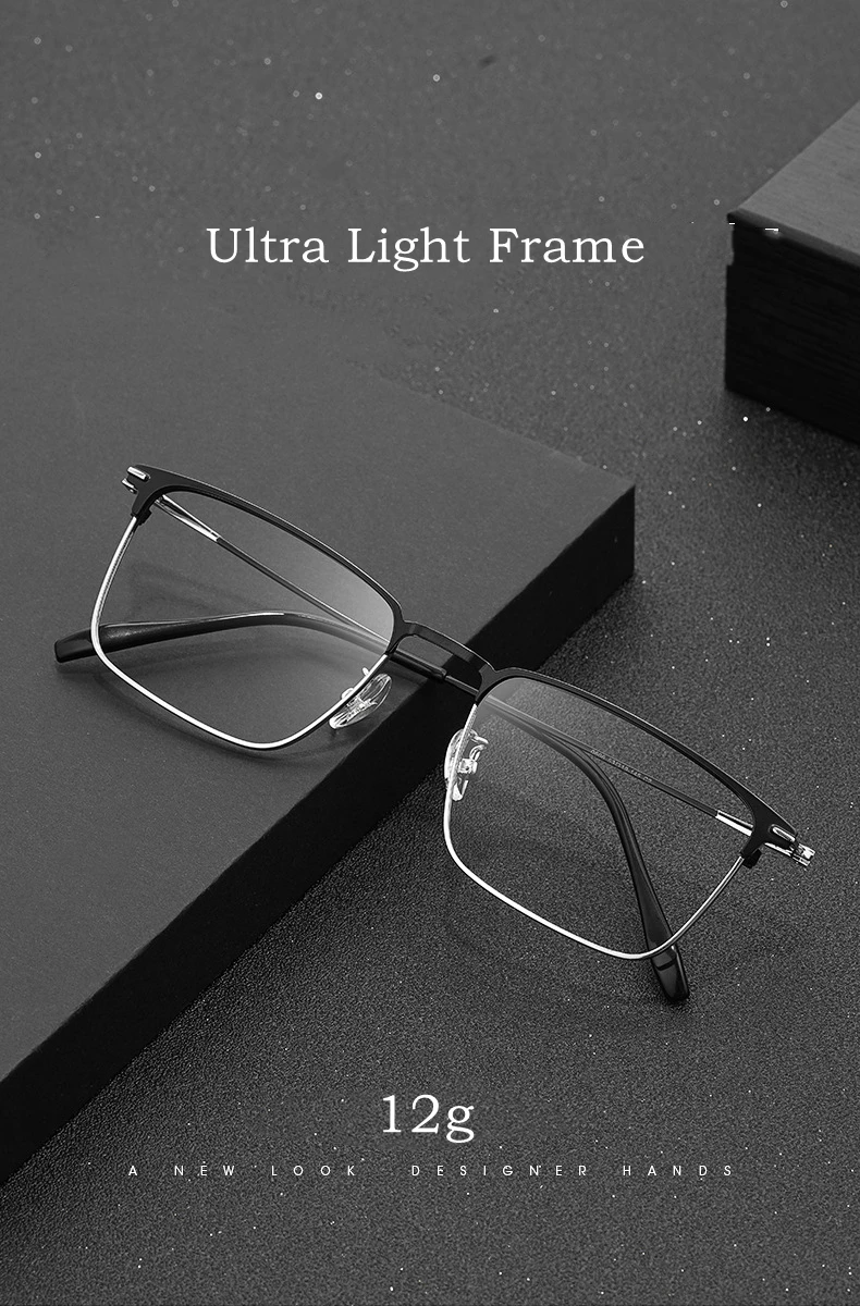YIMARUILI Neue Business Zwei-farbe Retro Platz Ultra Licht Metall Brillen Rahmen Optische Brillen Rahmen Männer Y0606 – Detail 1