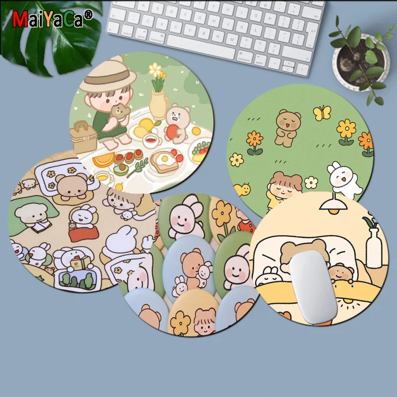 

Maiyaca Top Quality Cute Cartoon Girl Customized laptop Gaming round mouse pad gaming Mousepad Rug For PC Laptop Notebook