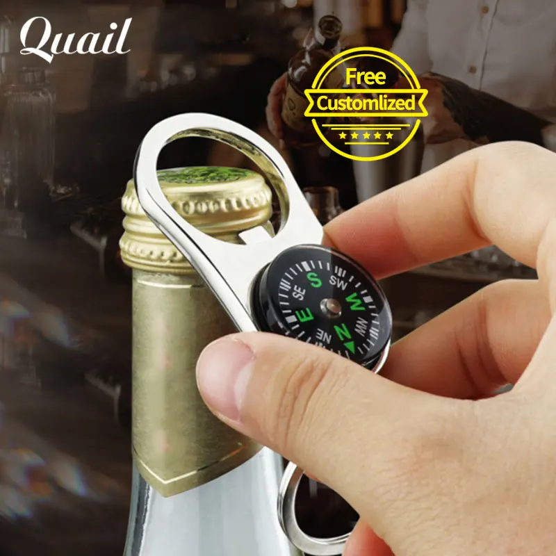 Quail Multifunction Bottle Opener with Outdoor compass Key Ring Chain Metal Beer Opener Free Customlized Logo/Text/Wish word