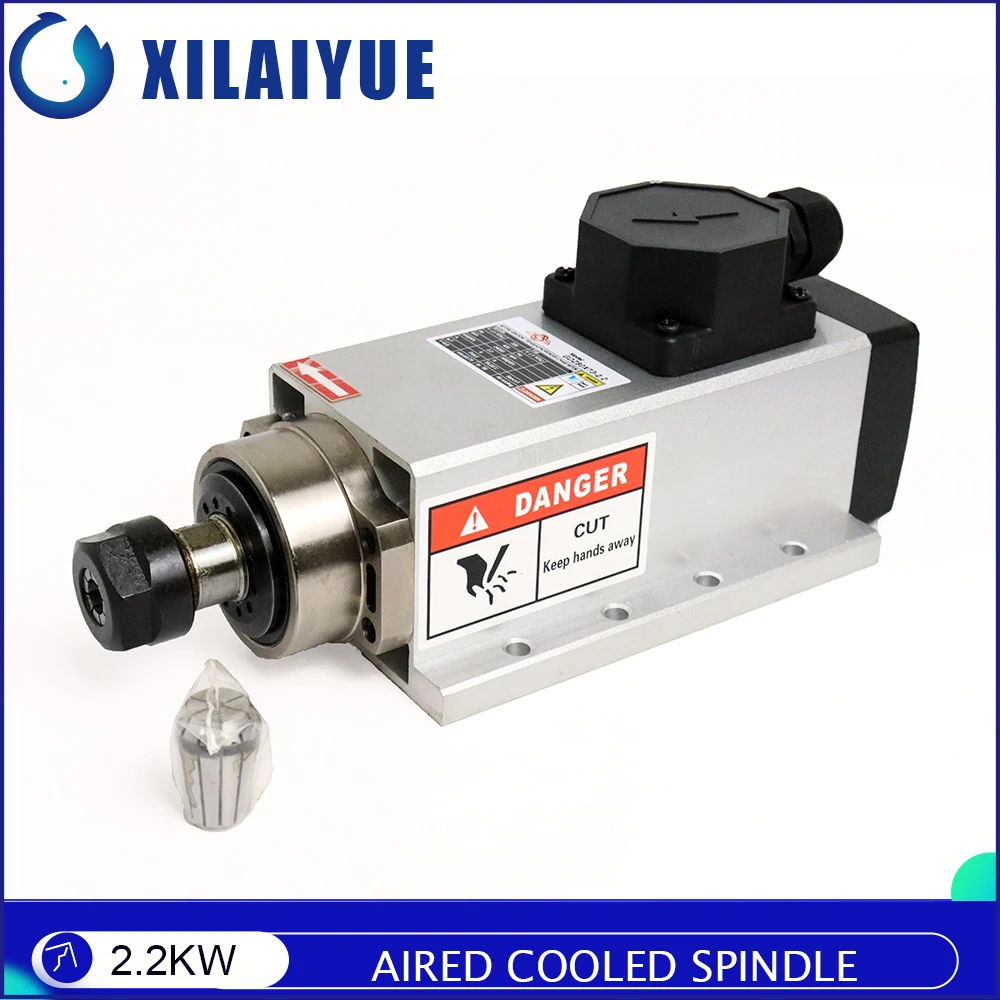 2.2KW Air Cooling Square Spindle Motor ER20 220V/380V Runout-off 0.01mm 4pcs Bearing Air Cooling Spindle For CNC Milling