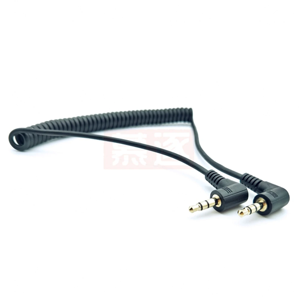 2PCS New 3.5MM M-M PC Sync Cord Male To Male Flash Spring Cable With Screw Lock For CANON NIKON