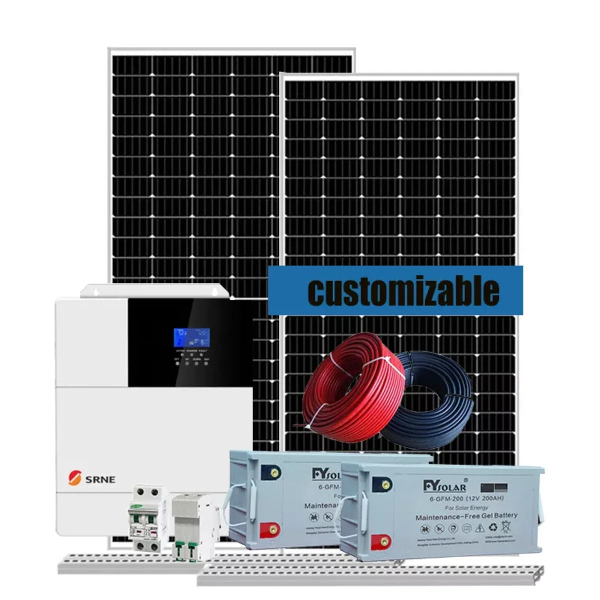 Sistema solar fotovoltaico de 50 kw, 20kw, 30kw, panel fuera de la red, conjunto de 10kw y 40kw