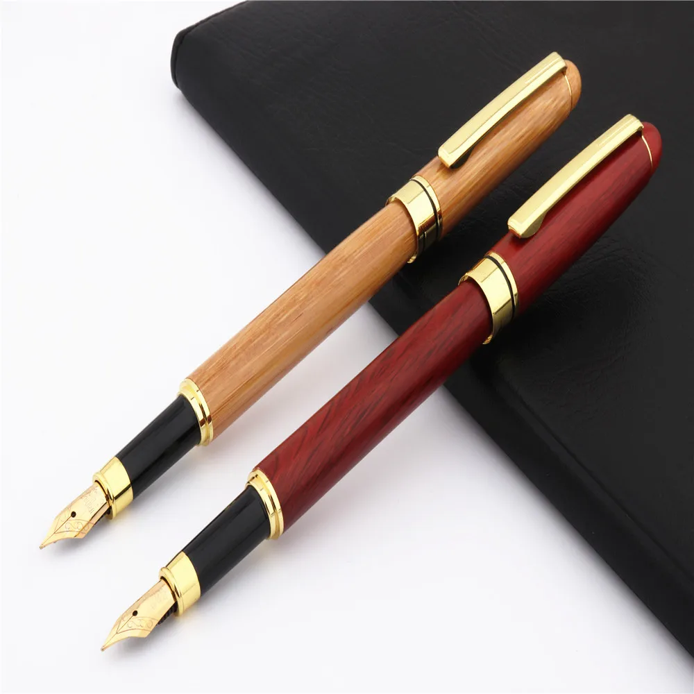 جودة فاخرة 521 قرطاسية خشبية حمراء للطلاب مكتب الأعمال قلم حبر متوسط المنقار جديد