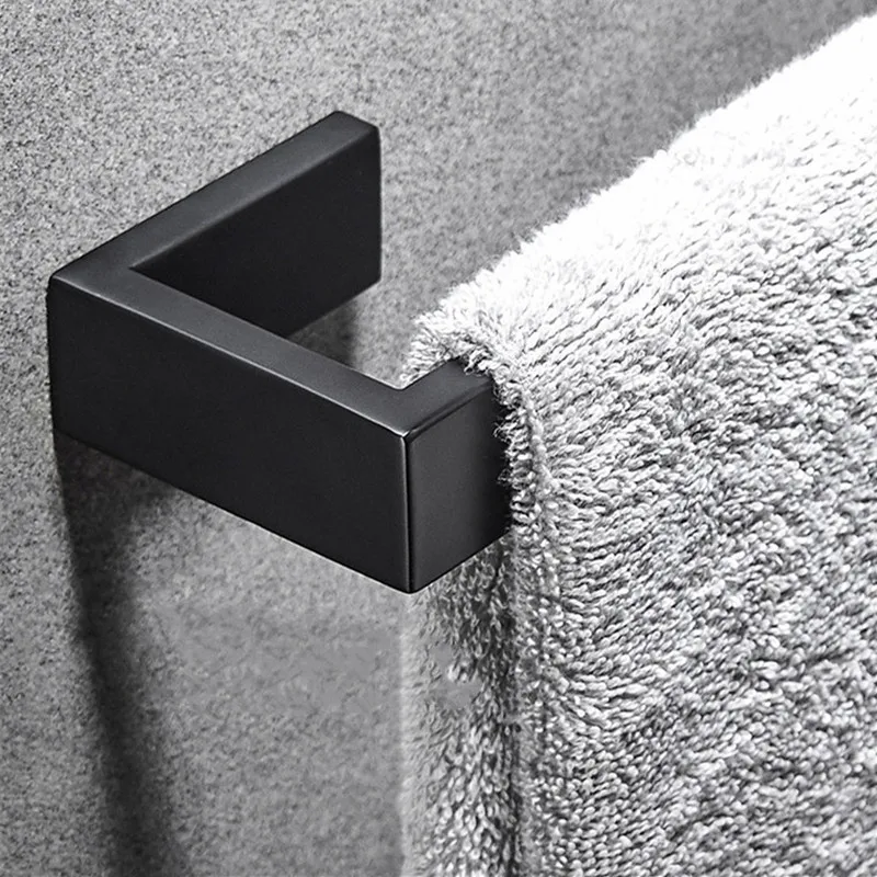 Toallero individual de acero inoxidable 304, soporte de toalla negro dorado, estante cromado cepillado, accesorios de baño, Europa