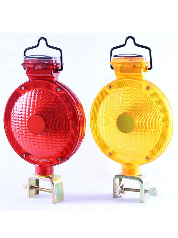 Solar Powered Light Control Strobe LED Warning Light Red/Yellow Flicker Beacon Road Barricade Construction LED Signal Lamp