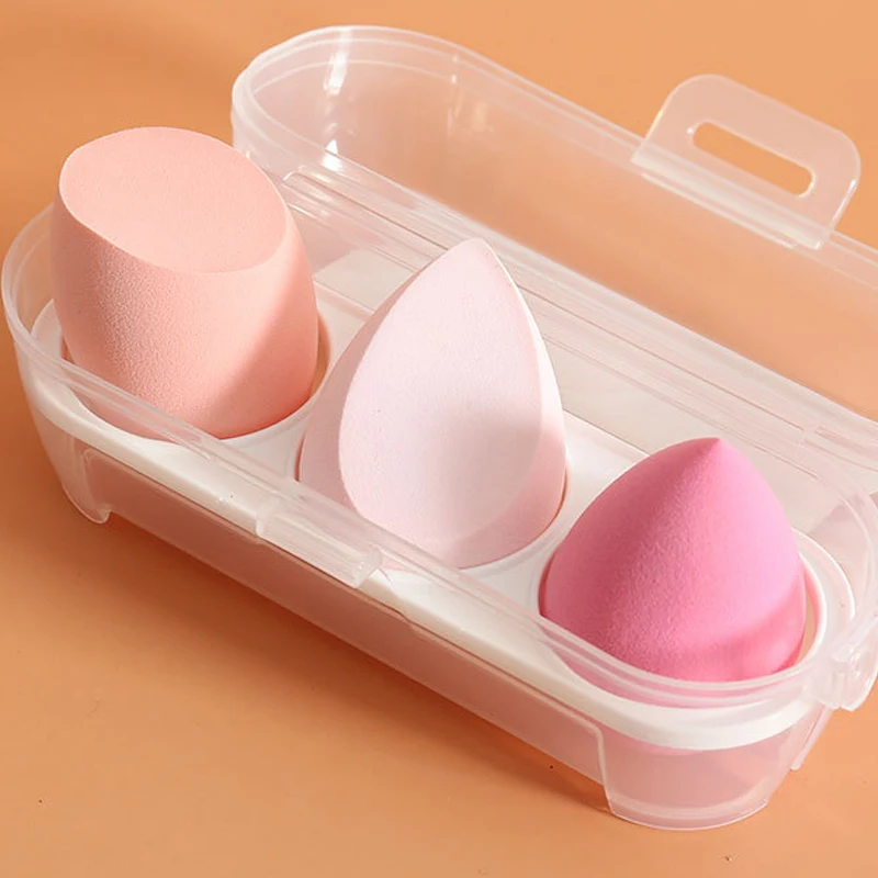 3pcs/set Water Drop Shape Cosmetic Puff Makeup Sponge with Box Blending Face Liquid Foundation Cream Powder Puff Make Up Tools