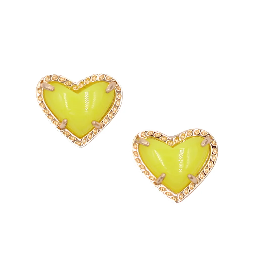 2021New Arrivals Trendy Brand Cute Candy Colors Resin Heart Stud Earrings For Women Girls Fashion Jewelry Accessories Wholesals