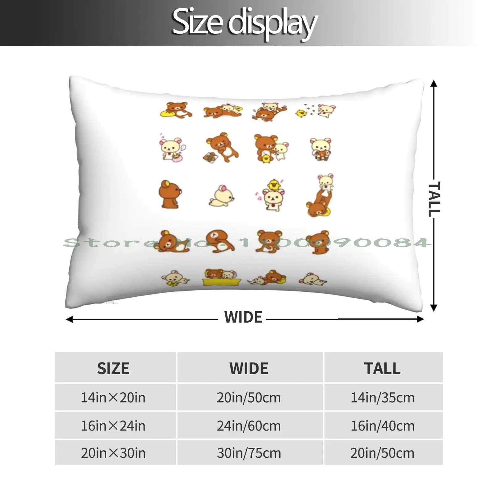 Rilakkuma Pattern Pillow Case 20x30 50*75 Sofa Bedroom Boy Kids Nursery Blue Ocean Sea Night Stars Paper Boats Sailboat Waves