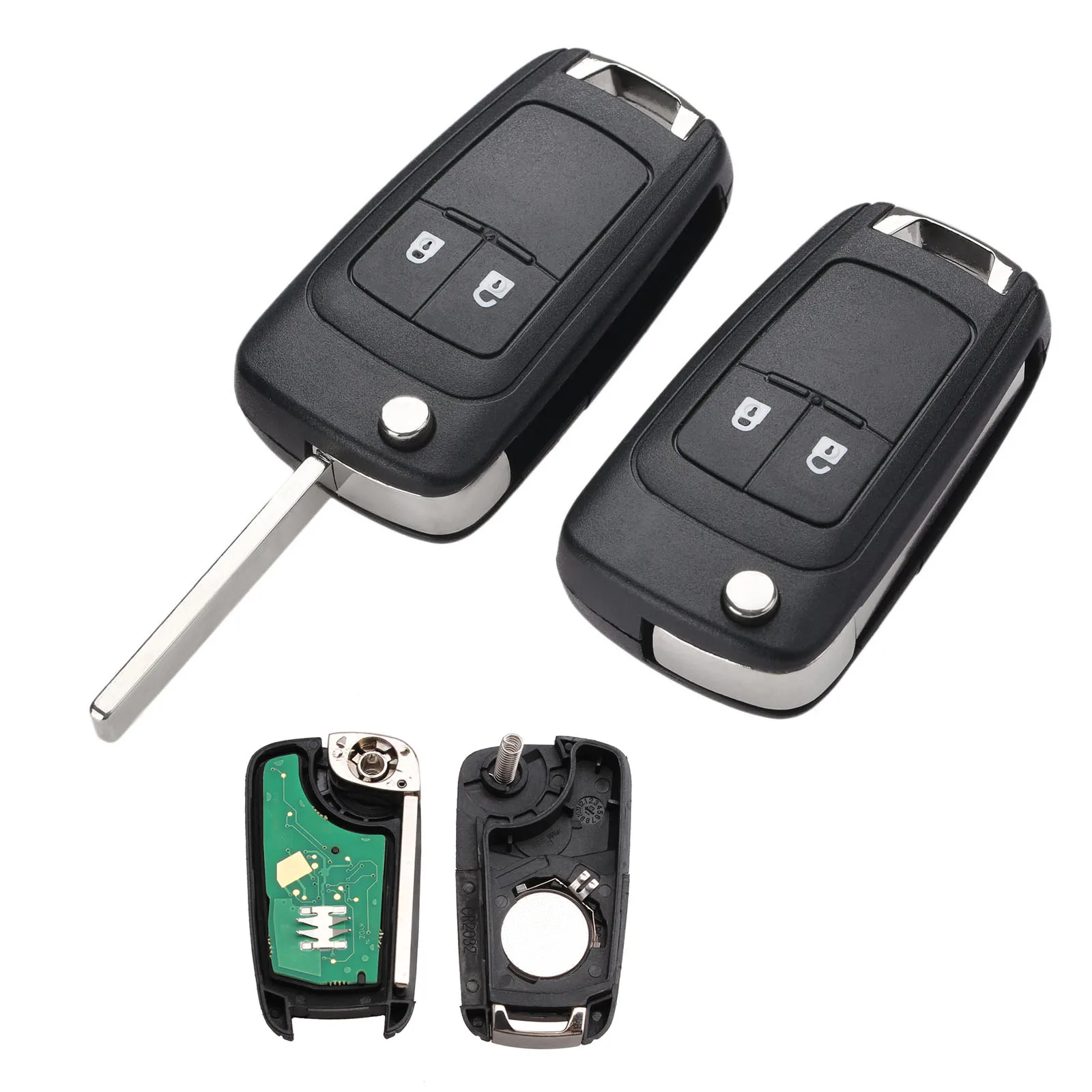 Yetaha 2pcs Car Alarm Remote Key Fit For Chevrolet Aveo Cruze Orlando 2 Buttons 433MHz With ID46 Chip Remtekey