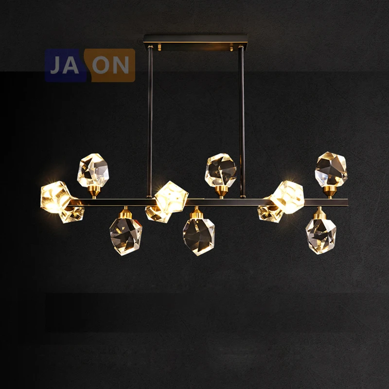 

LED Postmodern Black Crystal Copper Hanging Lamps Chandelier Lighting Lustre Suspension Luminaire Lampen For Dinning Room