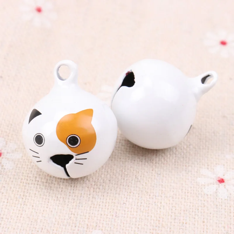 5pcs Jingle Bells Cute Yellow-eyed cat Ornament Metal Bell for Home Party Tree Pendant Children\'s shaker Decoration 27mm