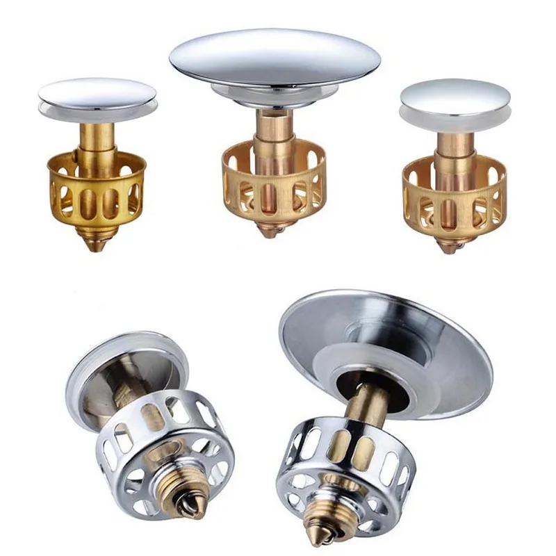 Copper Bouncing Core Filter Cover with Basket Shower Floor Drain Bathroom Plug Trap Hair Catcher Basin Faucet Accessories