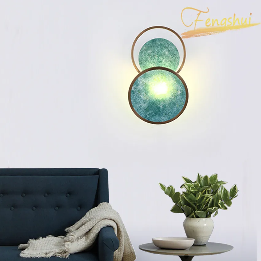 Nordic LED Wall Lamp Post Modern Jade Blue Gloss Art Deco Wall Lights for Loft Hotel Living Room Bedroom Home Lighting Wall Lamp