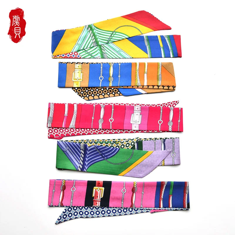 

colourful natural silk scarf women hair band narrow scarves small neckerchief summer autumn headband ribbon gift for ladies girl