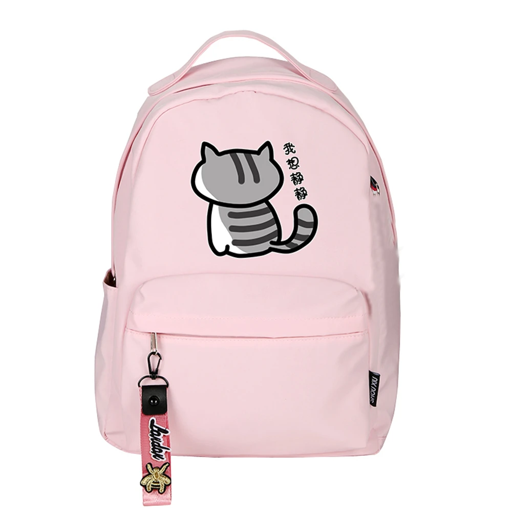 High Quality Neko Atsume Women Cat Backpack Kawaii Cute Bagpack Pink School Bags Cartoon Travel Backpack Laptop Daypack