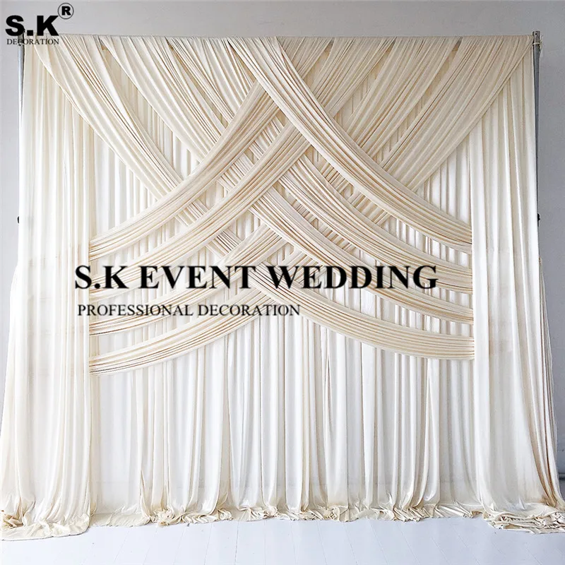 10x10ft Ivroy Color Ice Silk Wedding Backdrop Curtain Stage Background Event Party Banquet Decoration