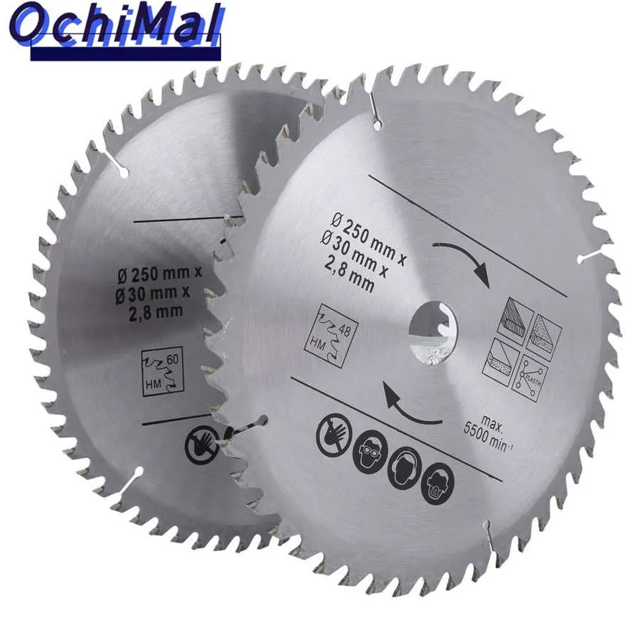 2 Pcs 9.8 inch 48T /60T Circular Saw Blade Carbide Wood Chipboard Plywood Cutting Disc Woodworking Cutting Tool saw blade