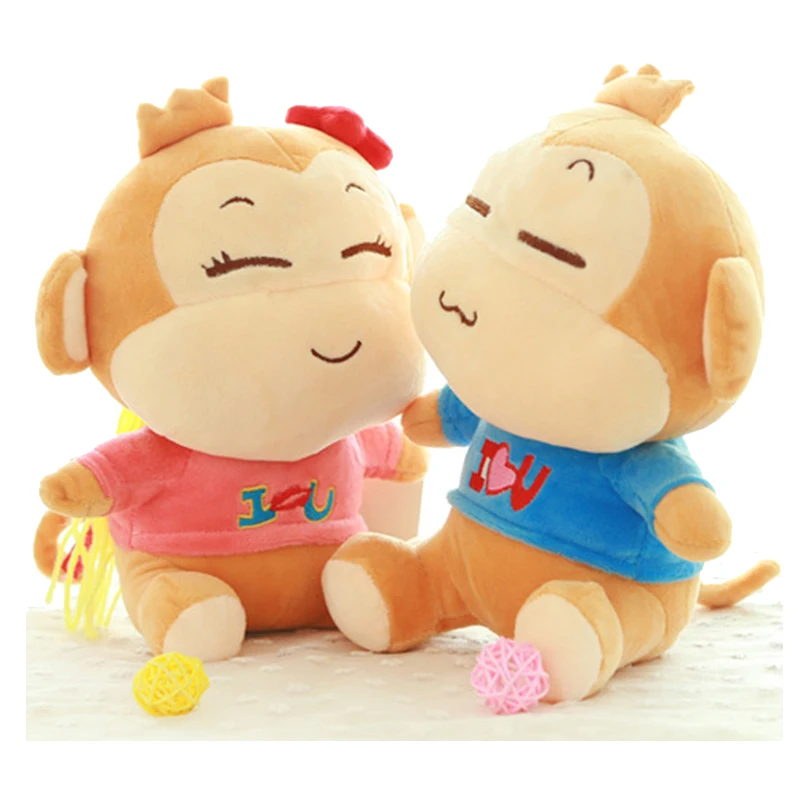 18-25cm a Pair Cute Animal Monkey Stuff Plush Dolls Pillow Lover Gifts Cartoon Wedding Supplies Doll