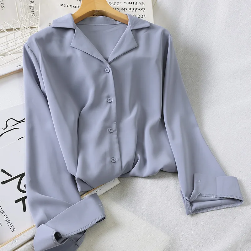 New Spring Autumn Women White Shirt Tops Solid Casual Chiffon Blouse Female Long Sleeve Shirts All Match OL Office Blusa AB1733