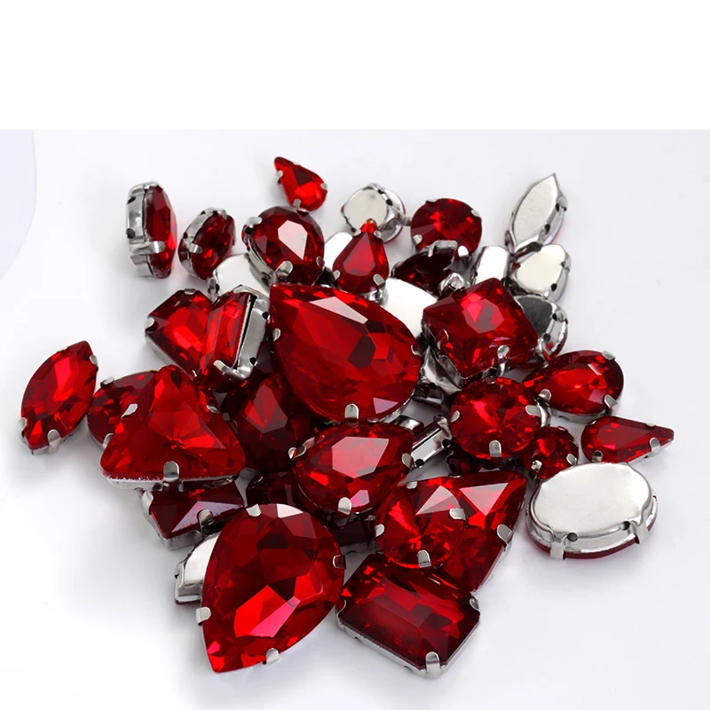 50/20Pcs Multiple Shape 21Colors Sew on Rhinestone Drop Oval Navette Crystal Bulk Glass Button Wholesale Needlework Stone