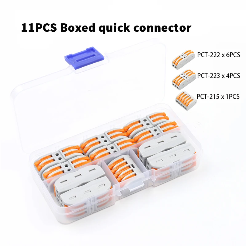 11PCS/Boxed ASPL-2/3 Wire Connector lighting Splitter ElectricTerminal Block Dual Conductor 2/3P Cable Splice Adapter 222/223