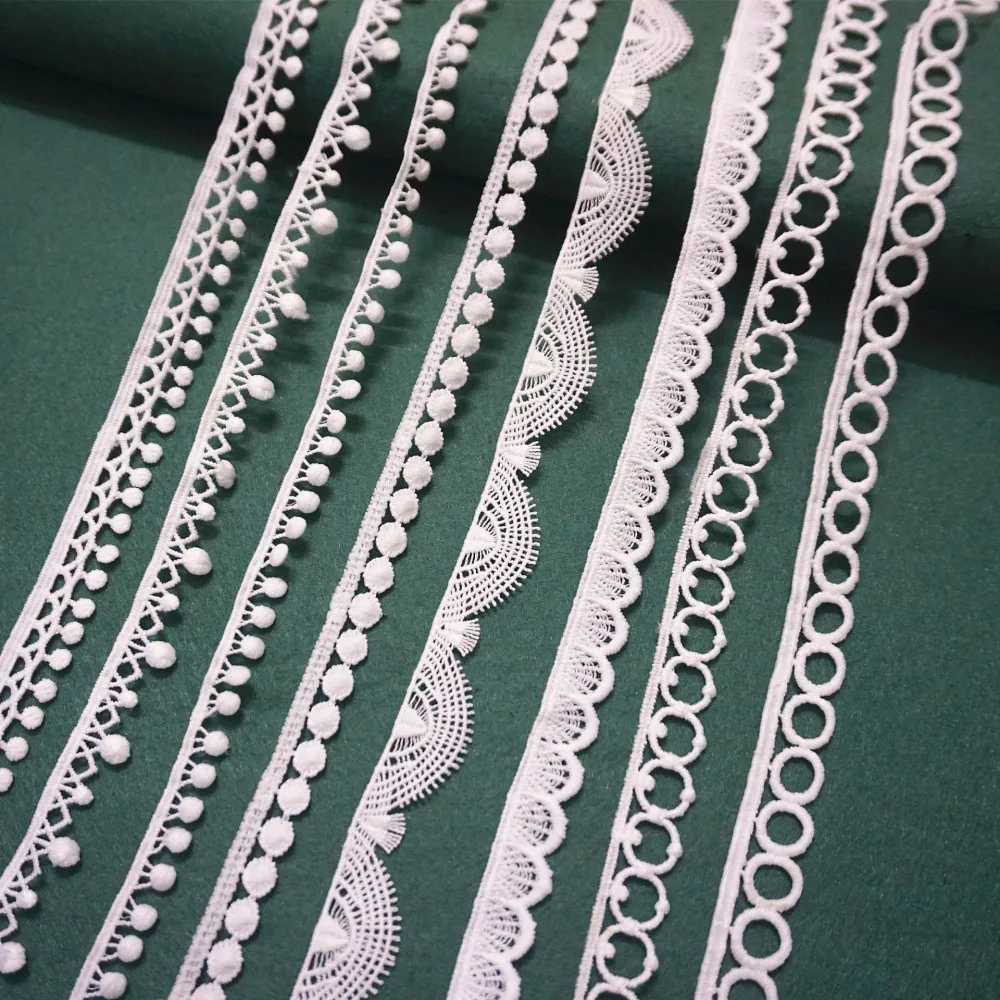 5yards White Cotton Embroidered Lace Trim Ribbons Fabric DIY Handmade Craft Materials Sewing Clothes Apparel Accessories