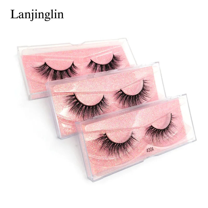 LANJINGLIN 1 paar nerz wimpern 100% Cruelty free handgemachte natürliche lange falsche wimpern flauschigen weichen gefälschte wimpern verlängerung make-up