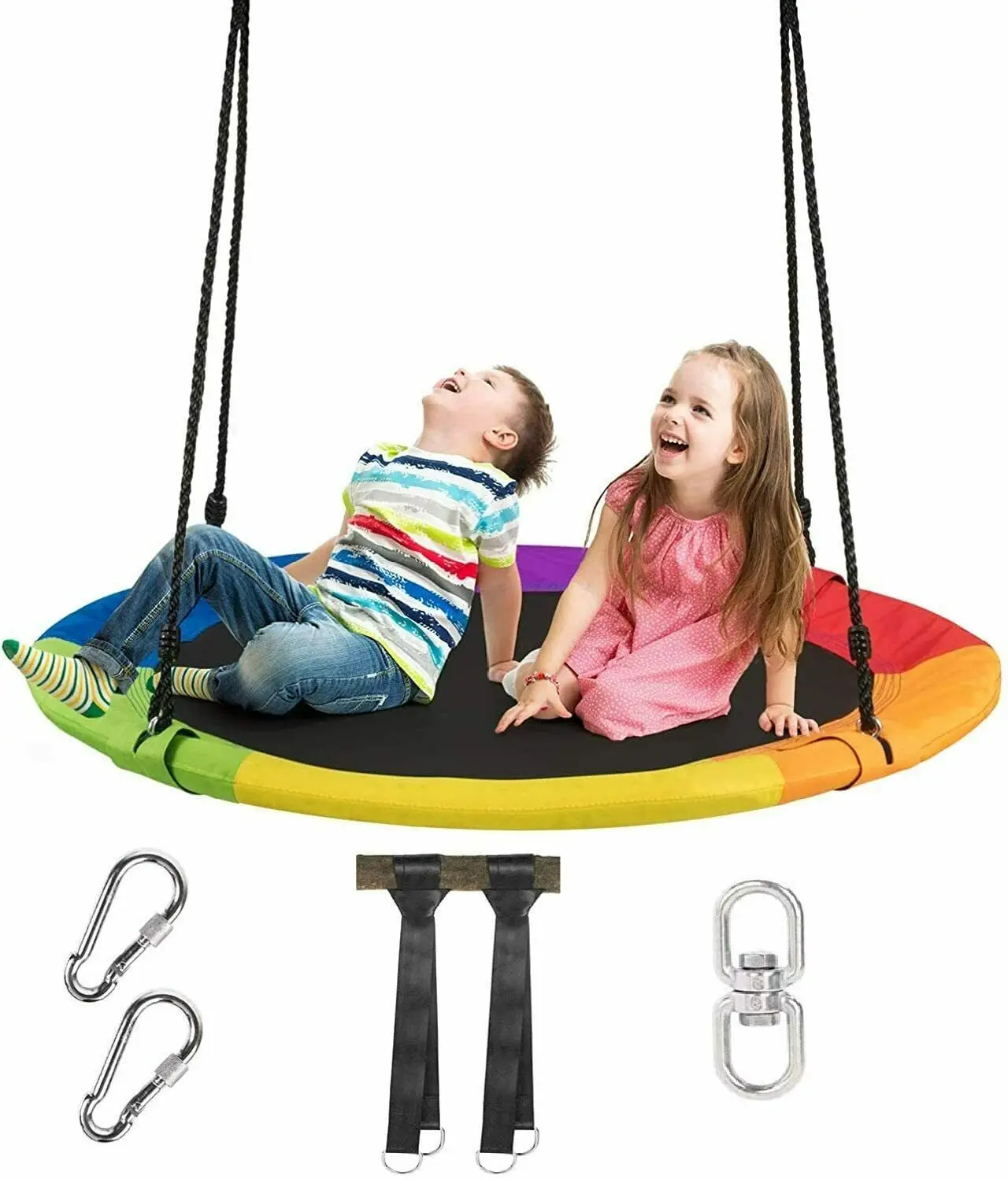 

40" 770 lbs Flying Saucer Tree Swing Kids Gift w/ 2 Tree Hanging Straps Colorful OP70579CL