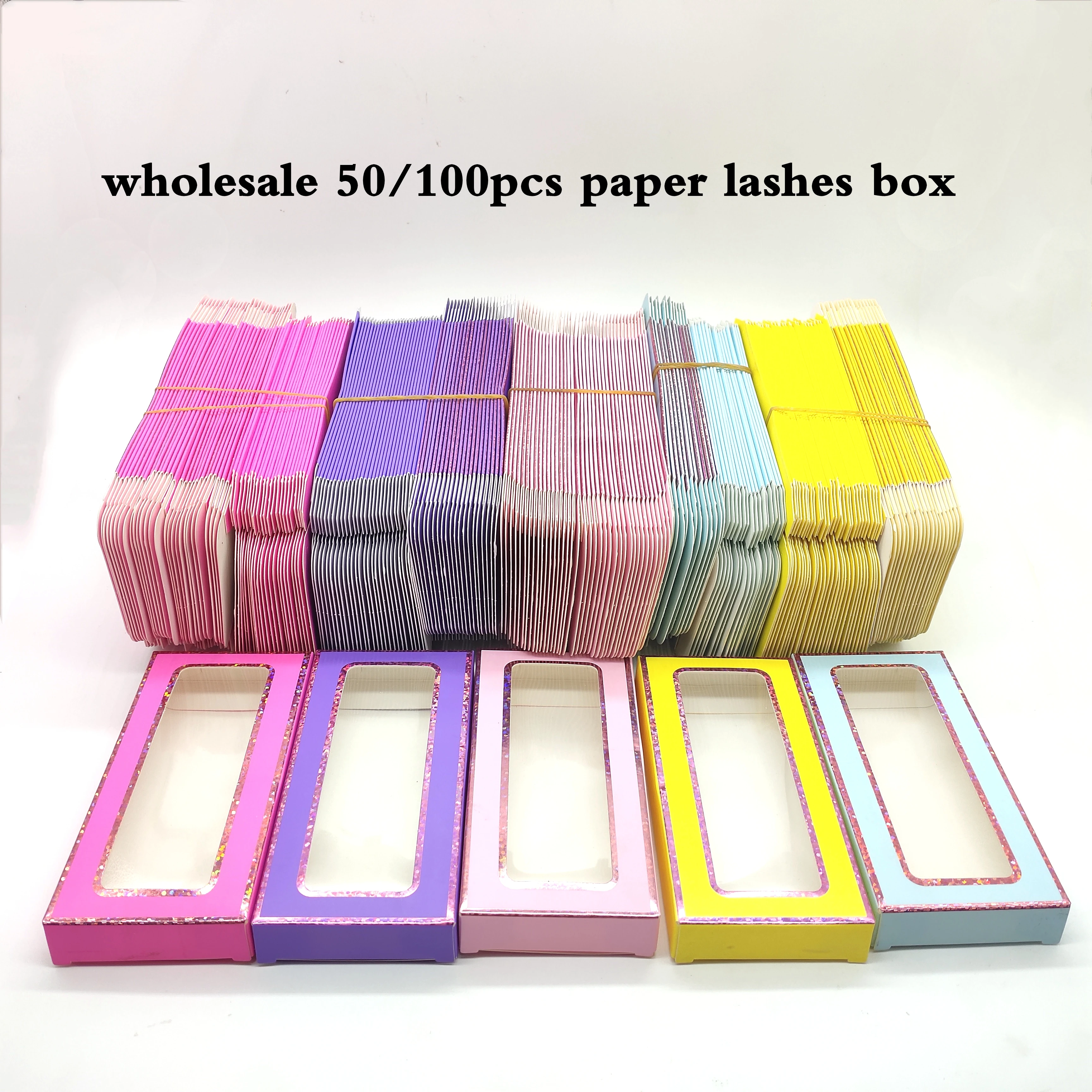 Eyelashes Packaging Box Wholesale Bulk Custom Empty Paper Package Case Mink Lashes New 10 pcs paper false eyelash  Boxes