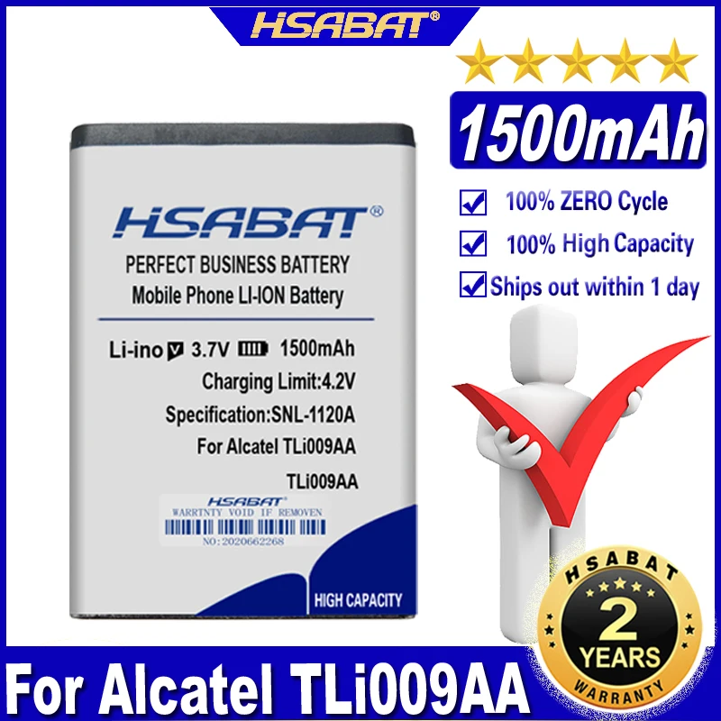 HSABAT TLi009AA 1500mAh Battery for Alcatel 3025 3025X 3026 3026G 3026X Batteries