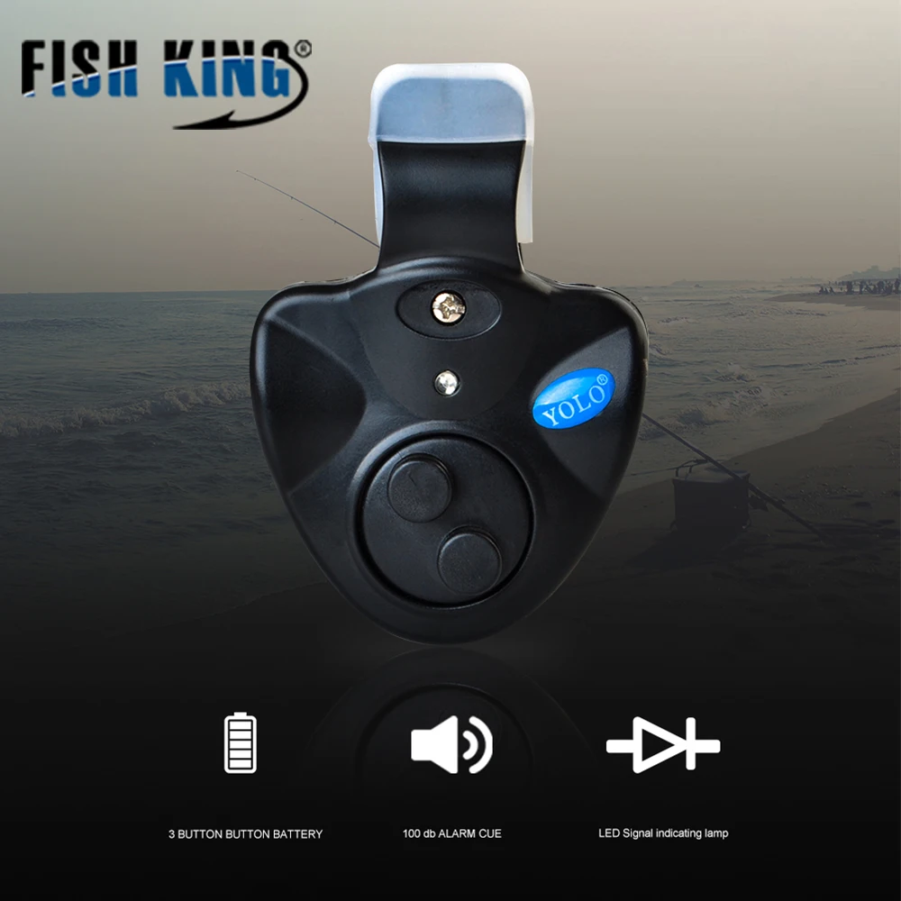 FISH KING Buzzer Carp Fishing Bite Alarm Without LR44 Battery Europe Feeder LED Light Automatic Electric Fishing Tackle