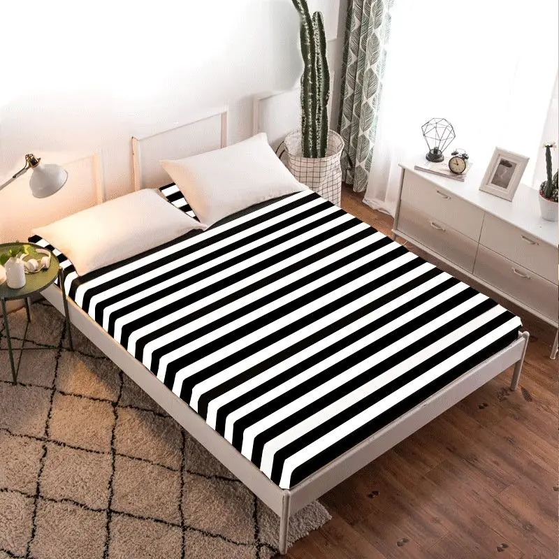 LAGMTA 1 pc 100% Polyester Sheet Mattress Cover Bed Sheet Printing Fitted Sheet Four Corners With Elastic