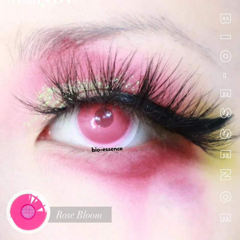 1Pair 1Year Use Pink Lenses Anime Colored Eye Contacts for Cosplay Makeup Colored Contacts Non Prescription Eye Lens With Color