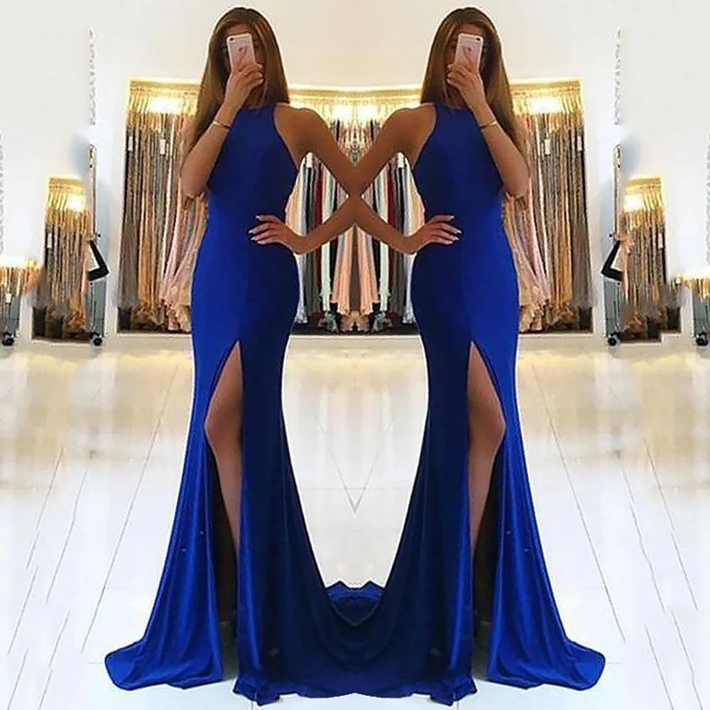 Sexy Halt Mermaid Avondjurk Hoge Split Party Jurk Elegante Maxi Jurk Vestido De Fiesta Uitsnede Formele Prom Jurk YSM-5525