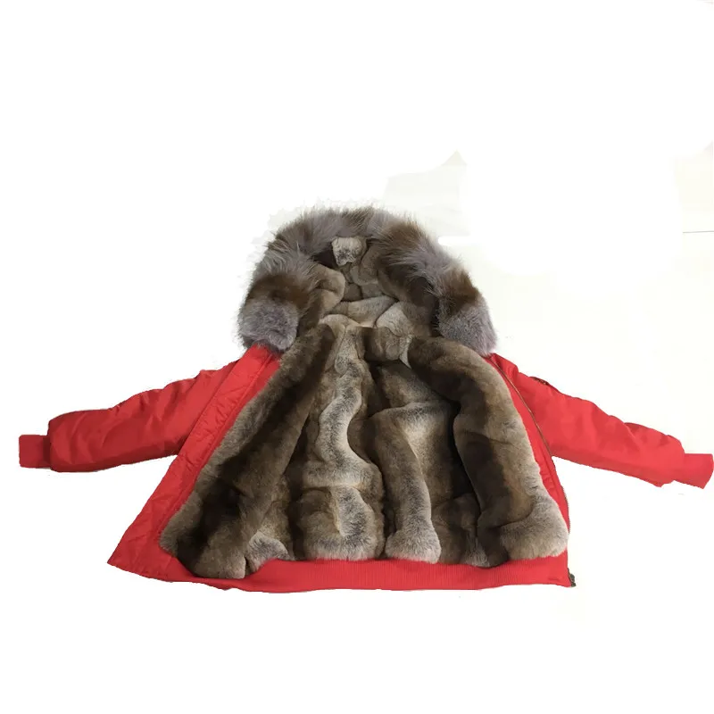 Faux Fur Jacket Children Boys Style Fashion In Real Match Color Raccoon Fur Collar Coat With Hoodies Sleeve Rubber Band