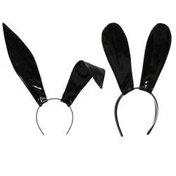 Adult Bunny Ear Headband PU Leather Rabbit Ears Hairband cosplay Headdress headwear