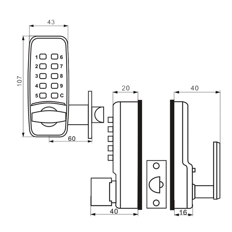 Imagem -04 - Impermeável Keyless Metal Door Lock Mecânico 24 Código de Combinação de Dígitos Interior Exterior Casa Escritório Villa Madeira Ferro