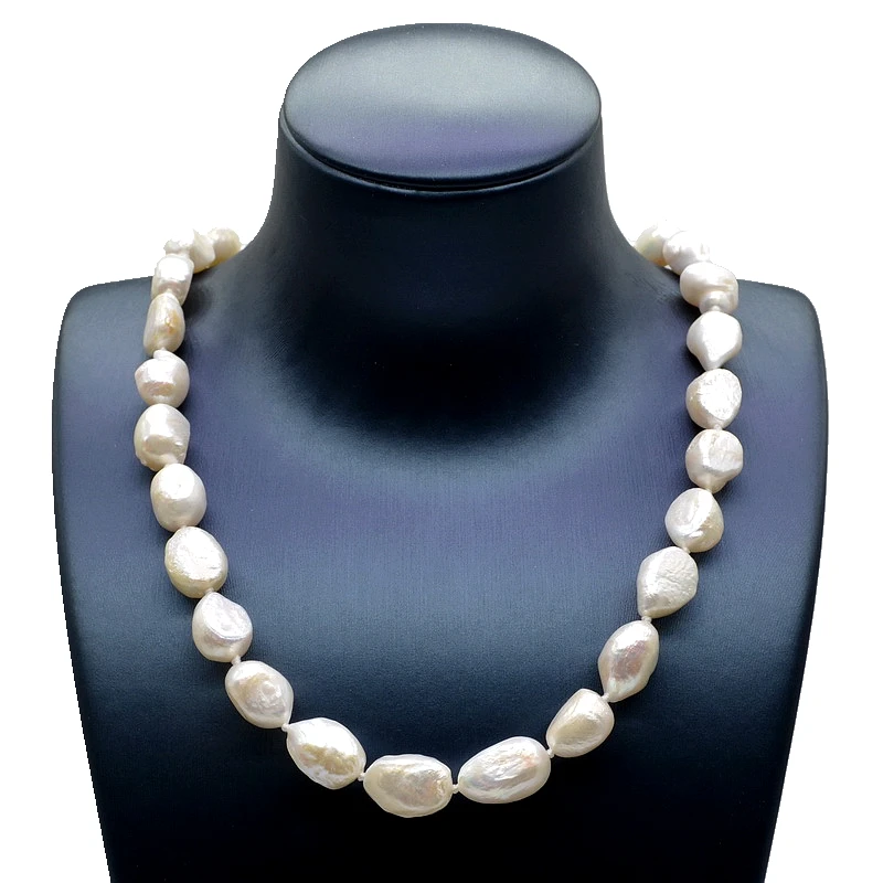 Genuine Baroque Necklace Irregular Shape Natural White Pearl Diameter 10-11mm Classic Simple Style Women\'s Pearl Necklace