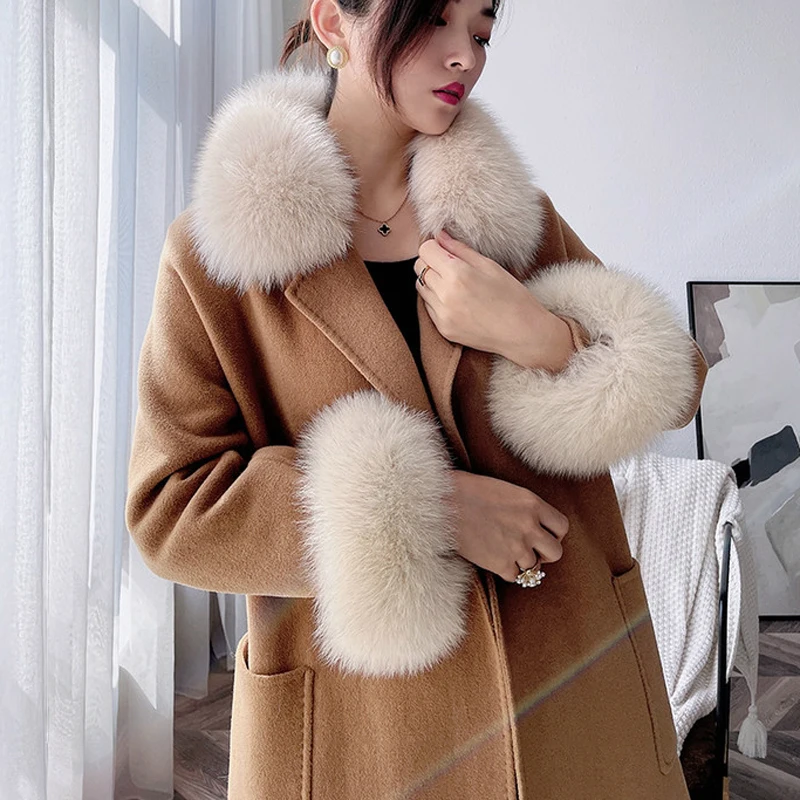 Women\'s Natural Real Fox Fur Scarf Square Collar Winter Luxury Coat Decorate Keep Warm Thick Ribbon Solid Fox Fur Scarves Female