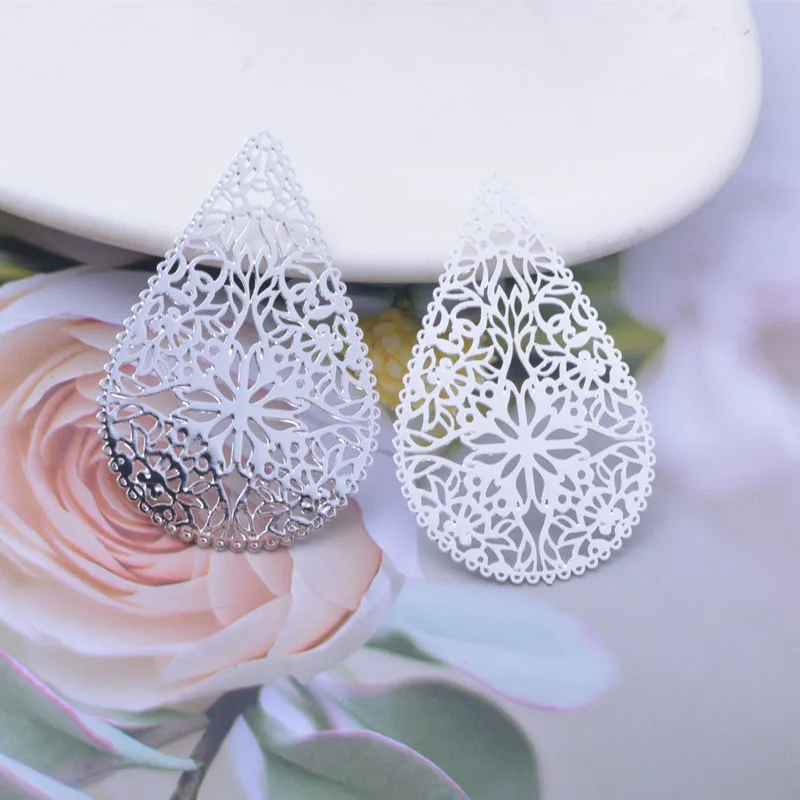 30 Stück AB5174 40*26mm Messing Blumen-Anhänger in Türkisfarbe DIY Ohrring Schmuckzubehör – Detail 10