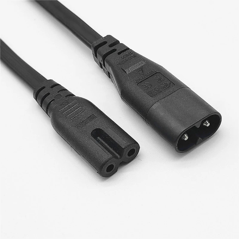 18AWG電源延長ケーブル IEC C8 - IEC C7 IEC-C8オス - IEC-C7メス 1M