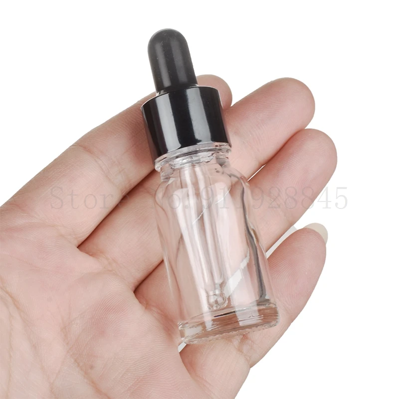 10pcs/lot 5ml to 100ml lab clear round glass Refined oil bottle with glass droppers for school experiment