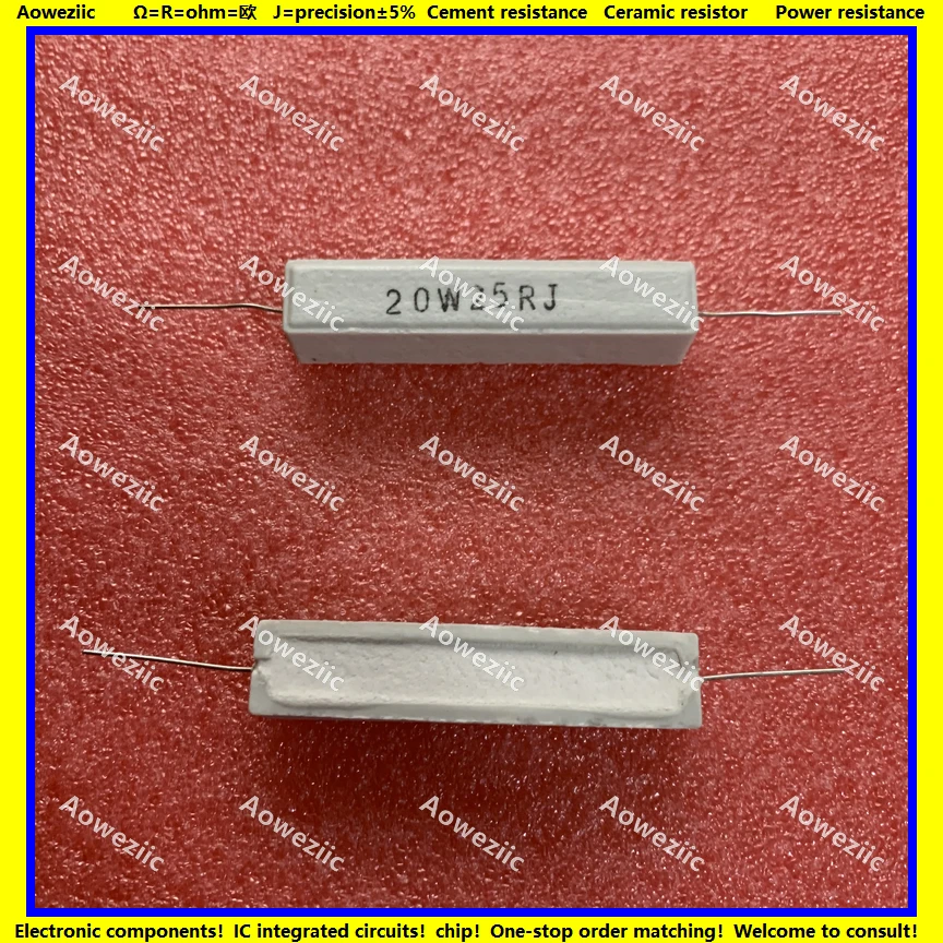 

10Pcs RX27 Horizontal cement resistor 20W 25 ohm 20W 25R 25RJ 20W25RJ 25ohm Ceramic Resistance precision 5% Power resistance