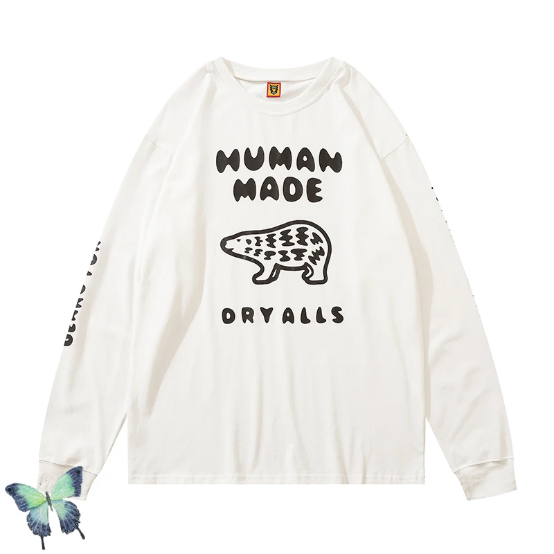 

Simple Casual Long Sleeve T Shirts Polar Bear Men Women Round Neck T-shirt